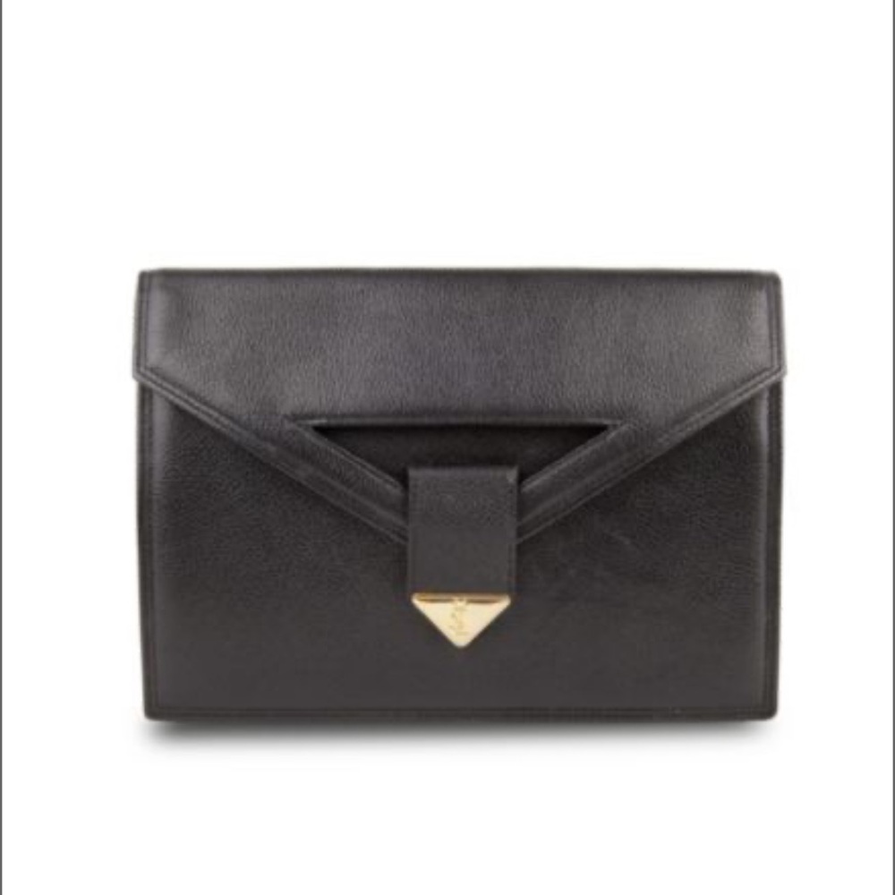 Yves Saint Laurent Black Clutch with Gold Detail